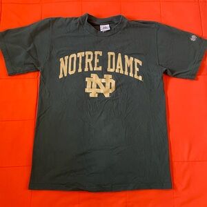 Vintage Notre Dame Shirt Mens Large Green Distress Y2K Spell Out Logo College